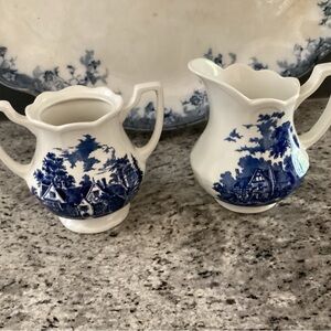 Elegant Blue and White Floral Serving Utensils